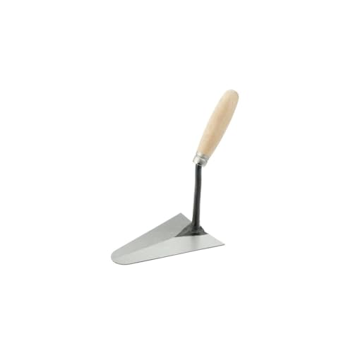 Paleta de albañil 170x120mm, acero inoxidable, mango ergonómico, ideal para enlucir y alisar superficies en construcción.