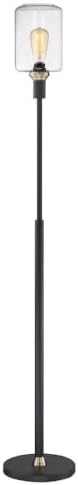 Lite Source Two Tone Floor LAMP, Black/AB/SEEDED Glass Shade, E27 V 60W LS-83112, 63.00x9.75x9.75