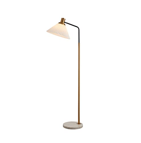 DANNMPX Lampara Pies Lámpara De Pie Moderna Ajustable Hierro con Pantalla Tela Plisada Y Base Mármol for Sala Estar De Salon(B-White)