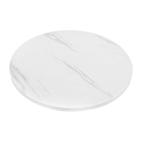 Plateau de table rond 40 cm blanc effet marbre résistant - 2