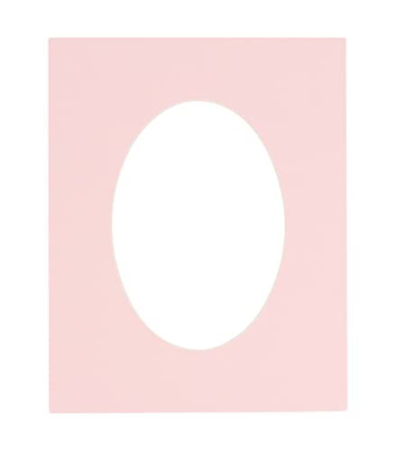 CountryArtHouse Soft Pink Acid Free 8x10 Oval Picture Frame Mat with White Core Bevel Cut for 5x7 Pictures - Fits 8x10 Frame - Pack of 1 Matboard