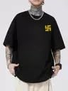 Image of Anime Graphic T-Shirts Collection, Oversized Black Cotton, Japanese Manga Print, Short Sleeve