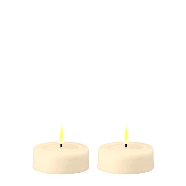 Deluxe HomeartIndoor Flameless LED Jumbo Tealight Set - with Real Flame™ Technology - Battery Powered Candle (Cream)