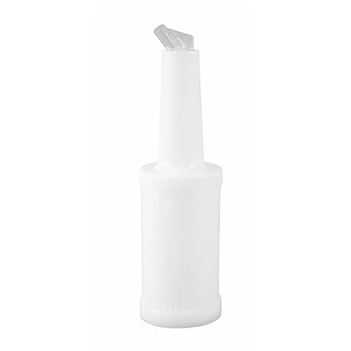 Winco 1qt Liquor/Juice Pour Bottle, White Spout & Lid