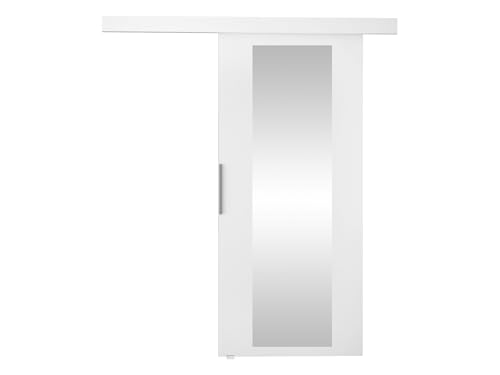 Schiebetürsystem Pikano IV mit Selbstschließer Zimmertür Aluminiumgriffe Komplett-Set für Schiebetüren, Tür Innentüren Trennwände (Weiß/Spiegel, Modell: 70)