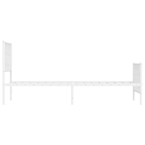 vidaXL Bettgestell, Bettrahmen mit Kopfteil Fußteil, Bett Gästebett mit Stauraum, Metallbett Einzelbett Schlafzimmerbett, Weiß 100x190cm Metall – Bild 8