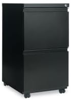 14.87 x 19.12 in. Two-Drawer Metal Pedestal File with Full-Length Pull - Black