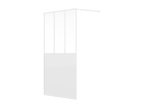 Vente-unique - Mampara de ducha Urbanik - L 140cm x A 1.9cm x H 200cm - cristal templado - blanco