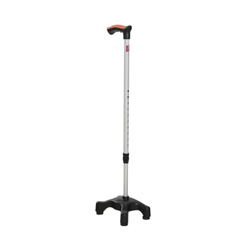 Image of Flamingo Adjustable Quadripod Walking Stick with 4-Pronged Base for Extra Stability - Foam Padded Offset Handle for Soft Grip - Works for Right or Left Handed Men or Women | Silver |