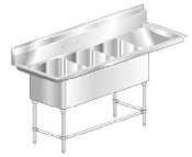 Delux Three Compartment NSF Sink with 24 x 18 inch Bowl