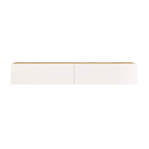 Rebecca Mobili Aparador de TV suspendido, mueble colgante para salón, blanco roble claro, aglomerado, con 2 puertas, diseño minimalista – Medidas (alto x ancho x profundo): 29,5 x 180 x 31,5 cm – Art.