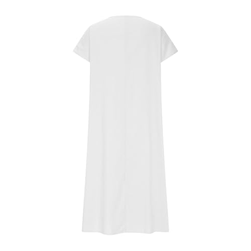 Womne's Dresses Summer Loose Fit Cotton Linen V Neck Short Sleeve Maxi Dresses Swing Dress Oversized 20254