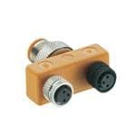 Hirschmann ASBS 2 M8-90, Splitter/T-Connector, P: Str M12 M 4p-A/B: Str M8 F 3p, P1/3-(A/B) 1/3, P4-A4, P2-B4, 11125