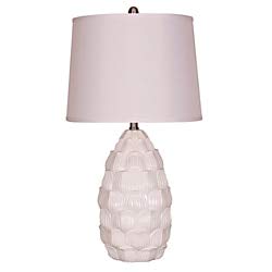 Elegant Designs LT3215-WHT Resin Fabric Shade Table Lamp, White