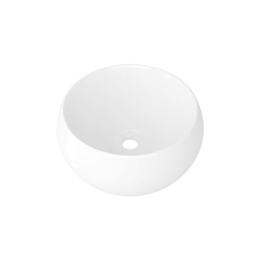 Eridanus Lavabo rond à poser en porcelaine vitrifiée, lavabo en céramique pour vestiaire, lavabo de salle de bain, meuble sous-vasque, blanc brillant – 390 x 390 x 160 mm