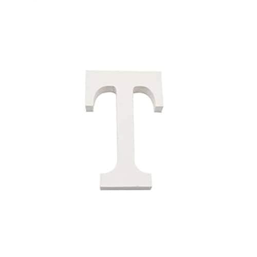 CABLEPELADO - Lettre T en bois - 11 cm - Décoration - Artisanat - Bois - Personnalisable - 3D - Apprêt blanc