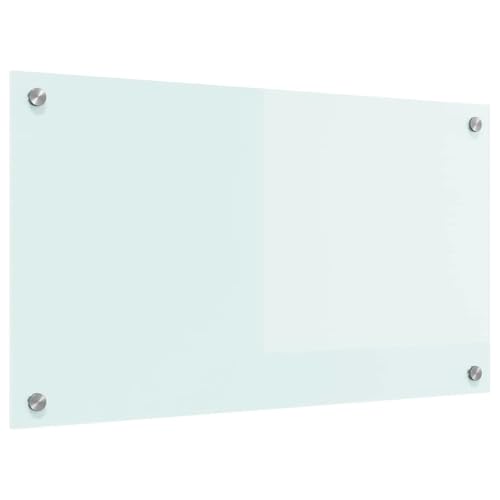 vidaXL Kitchen Backsplash White 70 x 40 x 0.8 cm Tempered Glass, Modern Kitchen Backsplash, Rectangular Glass, Durable Heat-Resistant Wall Cover, Functional Cooking Area Protector, Stylish Decor
