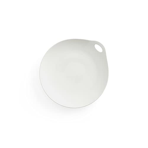 Nambe Portables White Salad Plate, 9-inch, White Stoneware Serving Dish, Restaurant Quality Dishes, White Porcelain Dinnerware, Scratch Resistant, Microwave, and Dishwasher Safe