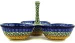 Polmedia Polish Pottery Condiment Dish - Grecian Sea Pattern Handmade in Boleslawiec Poland by Ceramika Artystyczna + Certificate of Authenticity