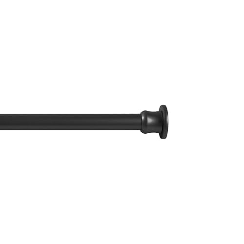 Image of TWOPAGES 28 to 48 Inches Adjustable Cafe Curtain Rod with Rings, Inside /Outside Mount Black Window Rod for Kitchen Window Bathroom French Door