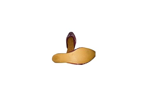 Image of Women's Velvet Embroidered Jutti | Traditional Ethnic Footwear with Floral Design | Comfortable Slip-On Flats