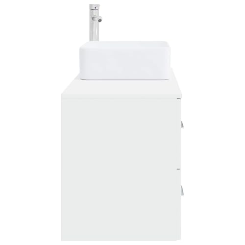 Muebles de baño modernos de madera blanca con lavabo integrado para el hogar 5