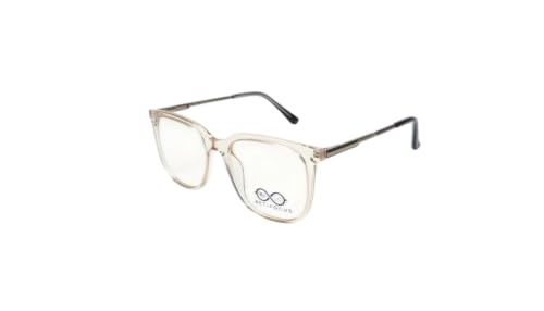 Image of Soft Square Optical Eyeglass Frame for Men & Women, Front with Metal Temples, Clear Demo Lenses, Lightweight Mixed Material Frame, Ribbed Temple Design for Prescription Lens Replacement