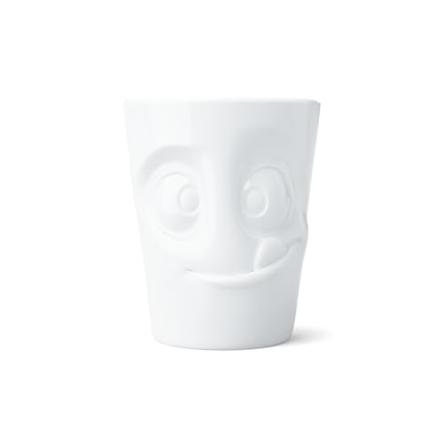 FIFTYEIGHT PRODUCTS TASSEN Porcelain Mug with Handle, Tasty Face Edition, 11 oz. White (Single Coffee Mug) Coffee Cup