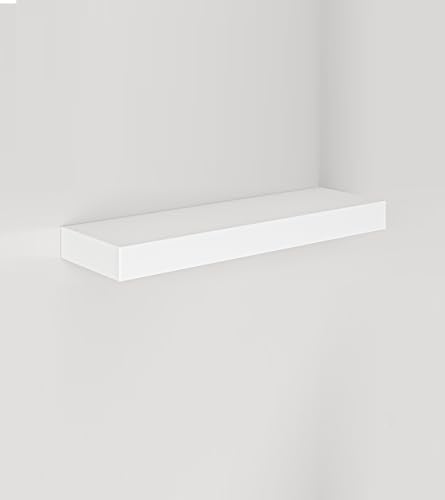 AsolBD Decorative Floating Wall Mounted Shelves with Stylish Invisible Brackets Modern Faux Wood Storage with Matte Finish for Bedroom Living Room Bathroom Kitchen Décor 1 Piece (White 30 CM)