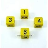 Wondertrail WCXPQ0602E4 Yellow Opaque Dice with Black Numbers D6 Aprox 16mm (5/8in) Pack of 4 Dice Chessex