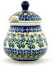 Polmedia Polish Pottery Sugar Bowl 8 oz - Field Of Wildflowers Pattern Handmade in Boleslawiec Poland by Ceramika Artystyczna + Certificate of Authenticity