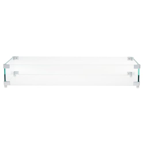 Fire Pit Wind Guard, 29 x 13 x 4.5Inch Glass Wind Guard, Rectangular Glass Shield, 0.3" Thick Fire Table, Clear Tempered Glass Flame Guard, Fire Pit Glass Wind Guard