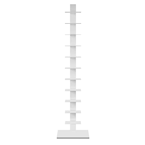 SEI Furniture Stewartby Spine Tower Bookcase - Modern - Metal - 12 Shelves - White - Adjustable - Space-Saving - Ideal for Home Office, Living Room, Dining Room, Bedroom