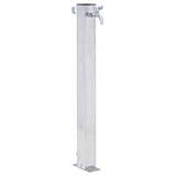Columna de agua de jardín con grifo, Columna de agua Bomba de agua Soporte de manguera de jardín Columna de agua de jardín 80 cm acero inoxidable cuadrado