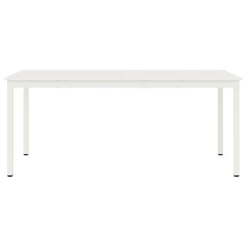Gecheer Dining Table White 180 x 90 x 75 cm Solid Pine Wood table Model892794 - Image 5