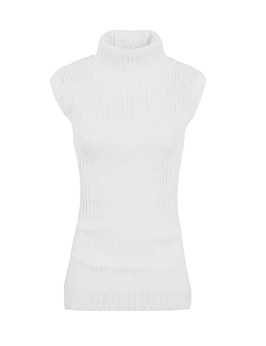 Image of v28 Women Sleeveless High Neck Turtleneck Stretchable Knit Sweater Top