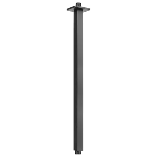 Image of Ceiling Mounted Shower Arm, Rain Shower Square Extension Arm with Flange and Teflon Tape Stainless Steel Ceiling Mount Shower Extender (24 Inch, Matte Black)