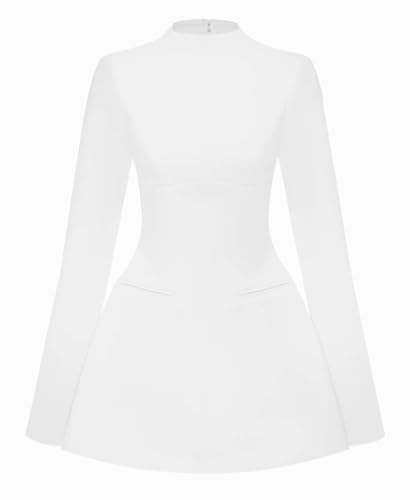 Image of LuFeng Women's Long Sleeve Mock Neck Sexy Bodycon A-line Backless Mini Dress Tank Short Party Dress
