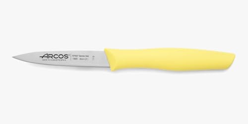 Arcos Serie Nova, Spelucchino Coltello per sbucciare, Lama Acciaio Inossidabile NITRUM 85 mm, Manico Polipropilene, Colore Giallo