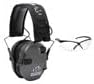 Walker’s Razor Slim Electronic Muff (Carbon) with Shooting Glasses (Clear) Bundle (2 Items)