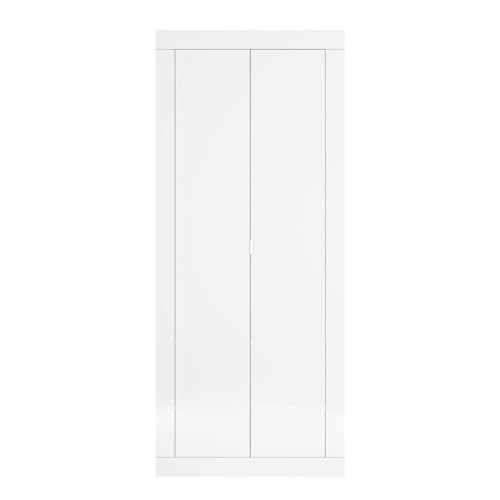 AltoBuy OTELLO - Penderie 2 Portes avec 2 étagères Blanc Laqué Weiss