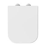 MASS DYNAMIC Square Toilet Seat Features Soft-Close, White Loo Seat with One-Button Quick Release for Hassle-Free Cleaning, Top Fixing Adjustable Hinges - Pakc of 2