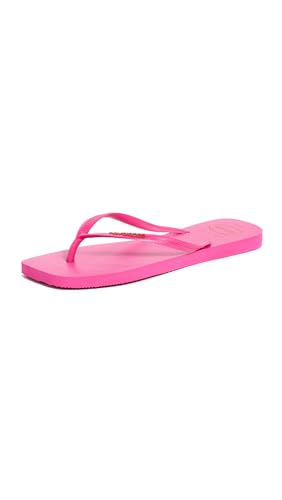 Havaianas Women's Slim Square Logo Pop Up Sandals, Pink Flux, 7-8 Medium US