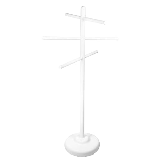 HYDROTOOLS BY SWIMLINE 89032 Free Standing Poolside Adjustable-Towel Rack With Water Weighted Base Three Arms Tier For Outdoors & Indoors Pool Patio Bathroom Poolside Accessory Holder Bar Drying-Stand