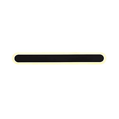 Aplique de Pared Moderno con Tira LED, Aplique Lineal de Metal Negro con Pantalla acrílica, Aplique de Pared Largo para mesilla de Noche, iluminación Decorativa Sencilla para salón (60 cm).