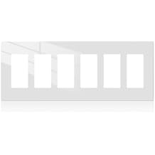 Morning Group Screwless Wall Plate Cover 6-Gang 1-Pack, Gloss White Standard Size Decorator Outlet Switch Plate, Easy Install Standard Size, Modern Finish for Home Upgrade