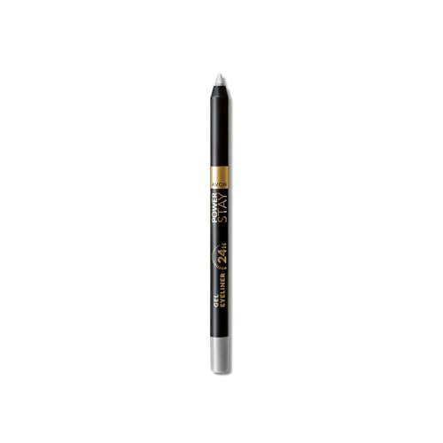 AVON Delineador de Ojos en Gel Power Stay - Resistente al Agua - Perfecto para Crear Ahumados - Tono Steel- Color Plateado Oscuro