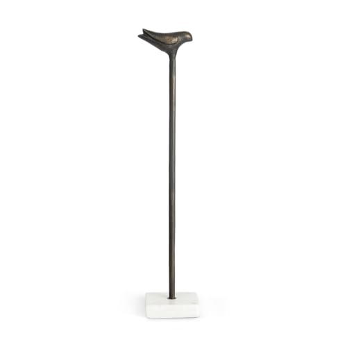 Image of Sitting Bird Metal Figurine | Decorative Statue for Home & Office | Marble Base Sculpture Showpiece | Handcrafted Bird Statue for Living Room | Artistic Decorative Model