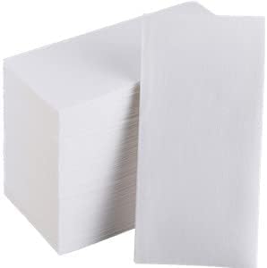 DADAWU Linen Feel Napkins Disposable Napkins Cloth-Like Decoration Serviettes Eco Napkins for Wedding, Party, Birthday, Dinner Christmas, 12x17" (White,50Count)