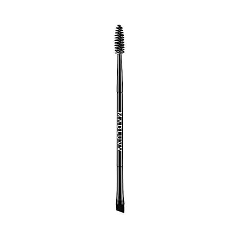 Duo Eyebrow Brush by Madluvv - Angled Eye Brow Brush and Spoolie Brush Professional Eye Brow Brushes Firm Thin Angle for Precision Definer, Liner, Filler, Shaper, Powder, Makeup Cover